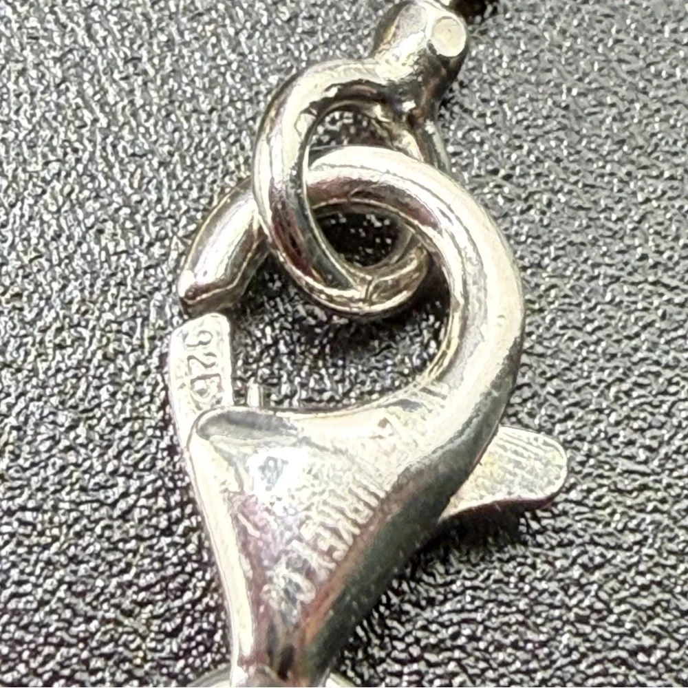 925 Sterling Silver CZ Dog Tag Necklace Made in Turkey Ball Chain Unisex Pendant